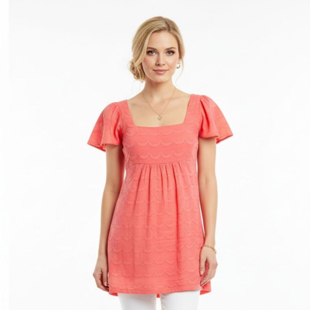 Juicy Couture Orange Short Sleeve Bohemian Peasant Tunic Top M